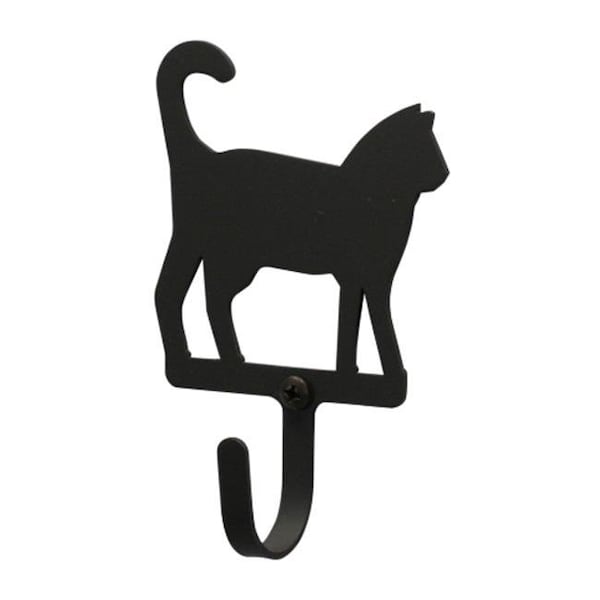 Village Wrought Iron Village Wrought Iron WH-6-XS Cat Wall Hook Extra Small - Black WH-6-XS - main